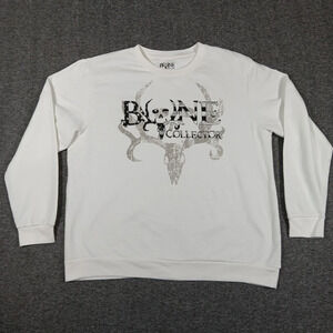 Bone Collector Sweatshirt Mens XL White Skull Antler Graphic Fleece Pullover